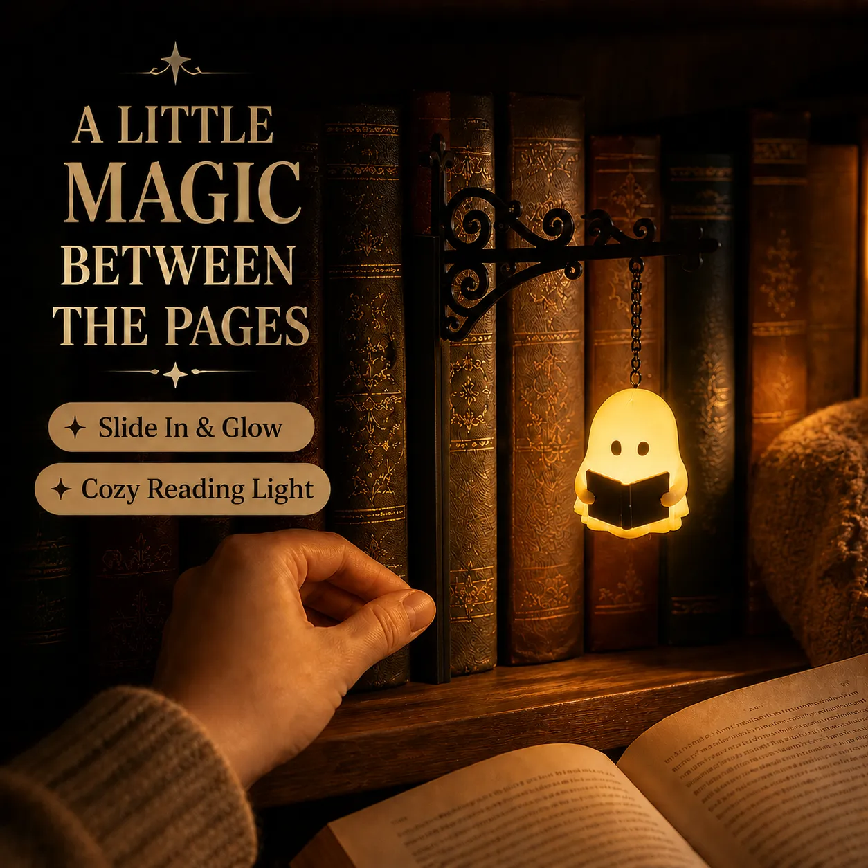 Enchanted Bookshelf Insert Light – Vintage Lantern or Reading Ghost