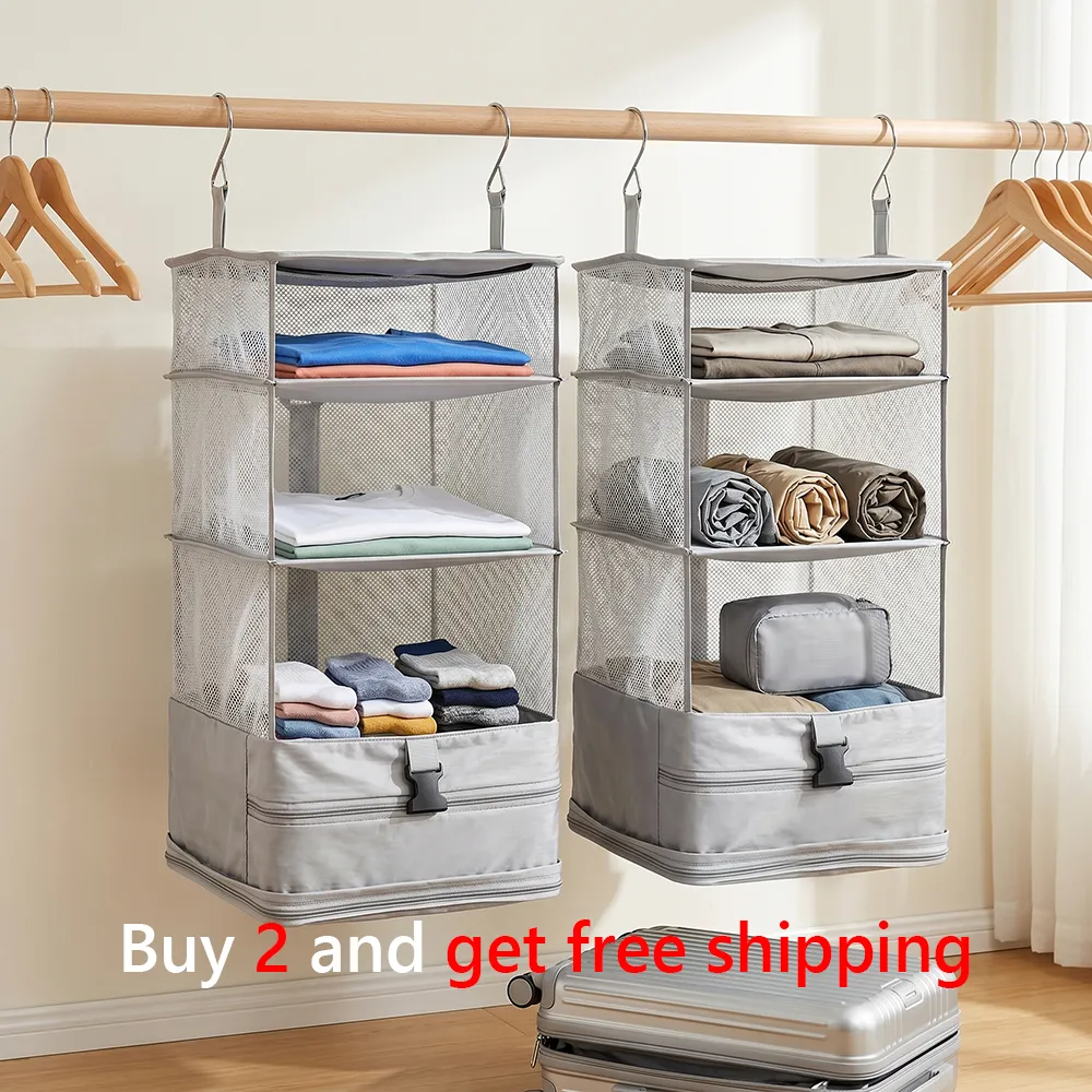 🧳 Travel Hanging Closet Organizer Bag with Hooks & Compression Straps
