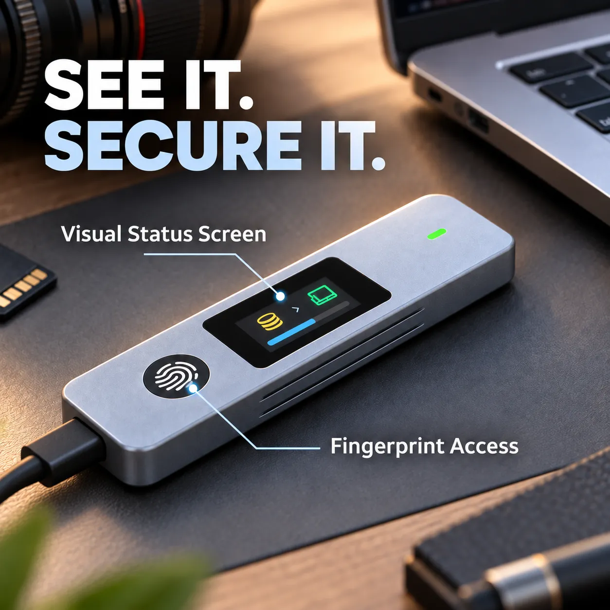 SecureTouch Visual Fingerprint M.2 SSD Enclosure