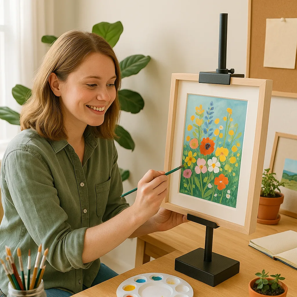 Adjustable Tabletop Easel: Paint or display art comfortably at your desk with a sturdy, space-saving wooden frame. 🎨