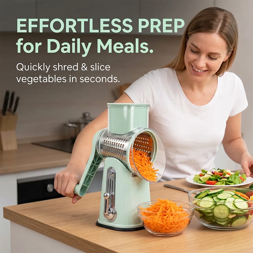 🧀 5-in-1 Rotary Grater with Handle