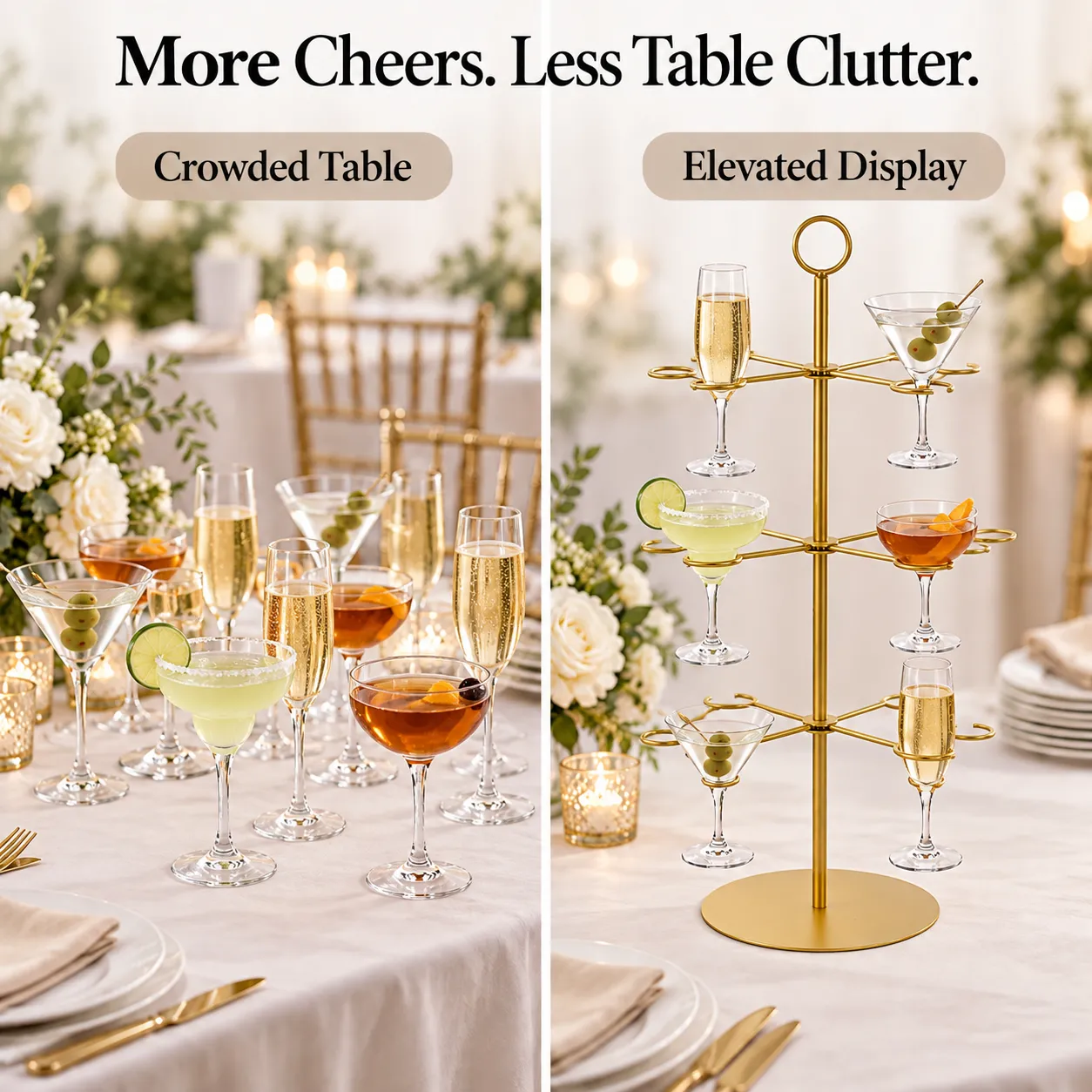 Celebration-Ready 3-Tier Cocktail Glass Tree