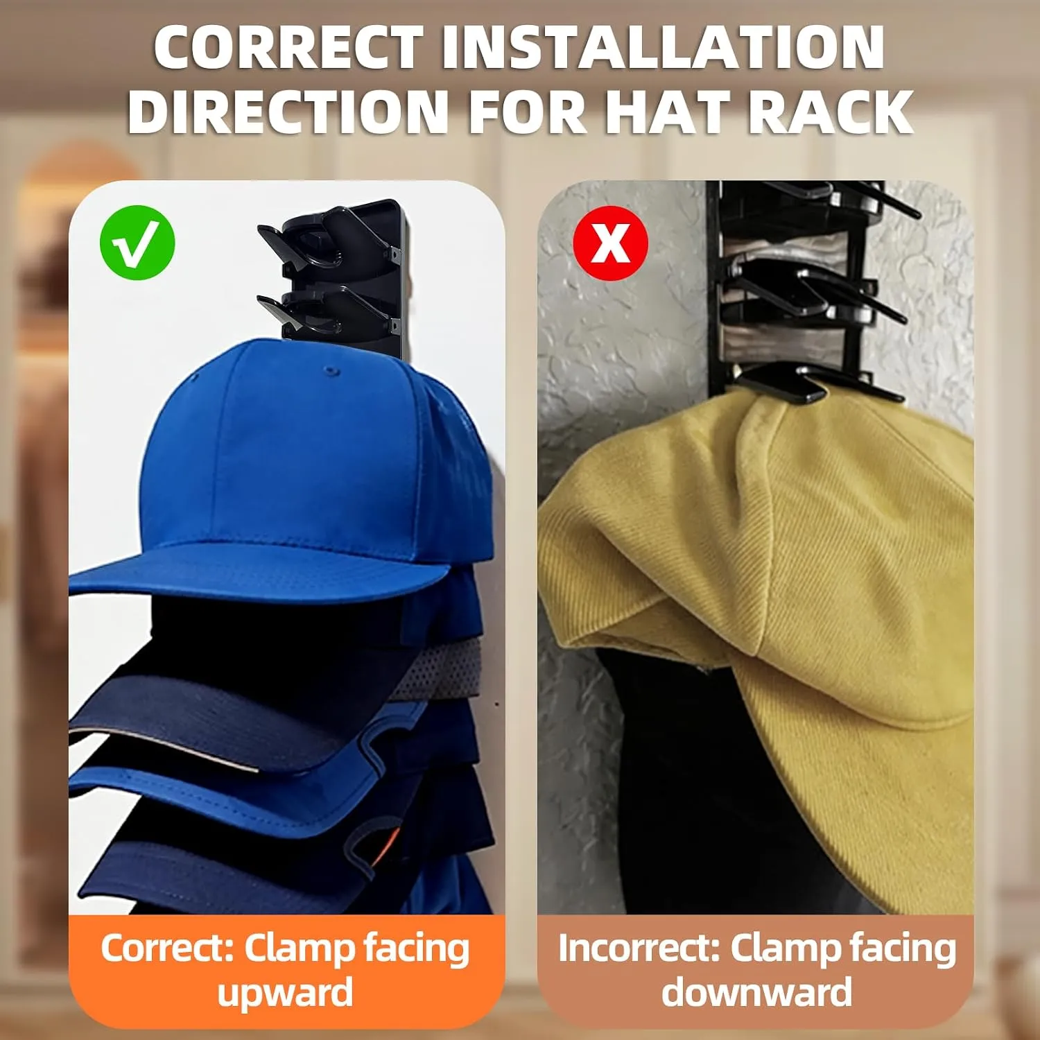 10-Cap Wall-Mounted Spring Clip Organizer