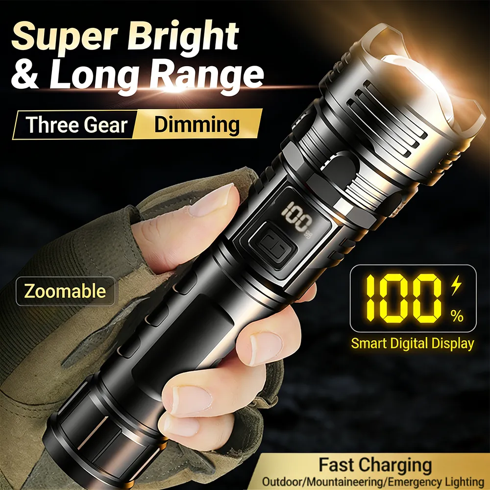 🔦 High-Brightness Flashlight: Cut through total darkness with a professional-grade beam that reaches over 500 meters.