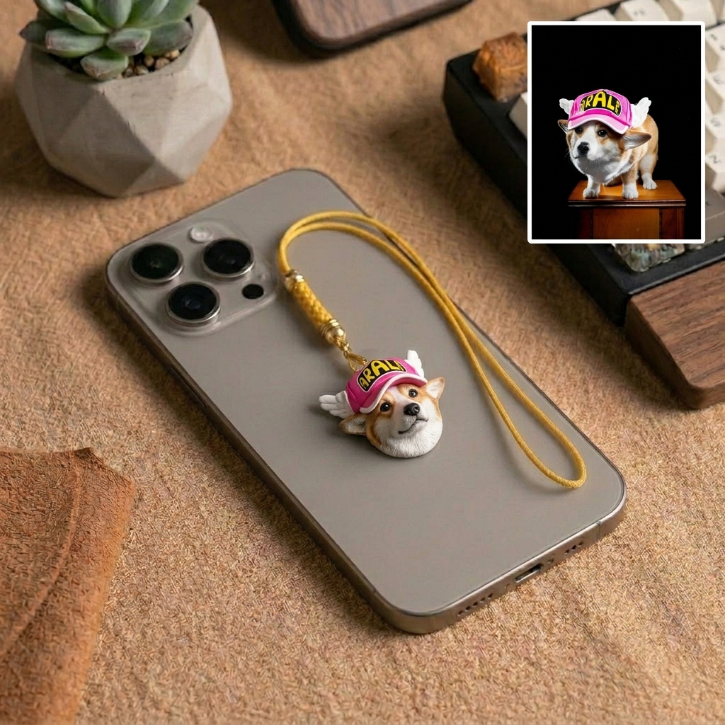 Personalized phone straps, customizable pet pendants, dog and cat portrait phone charms, commemorative gifts, and the perfect present for pet lovers.