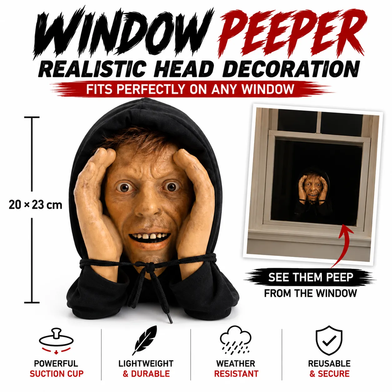 Window peeper prop size and suction-cup feature overview
