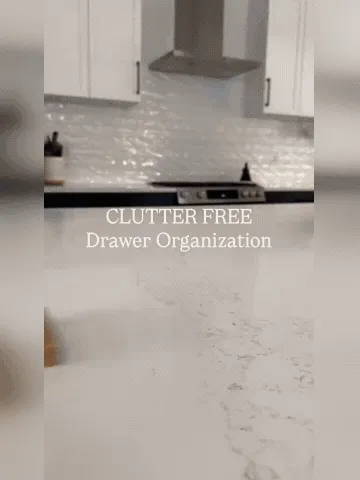 Bamboo drawer dividers being installed and used to organize a drawer
