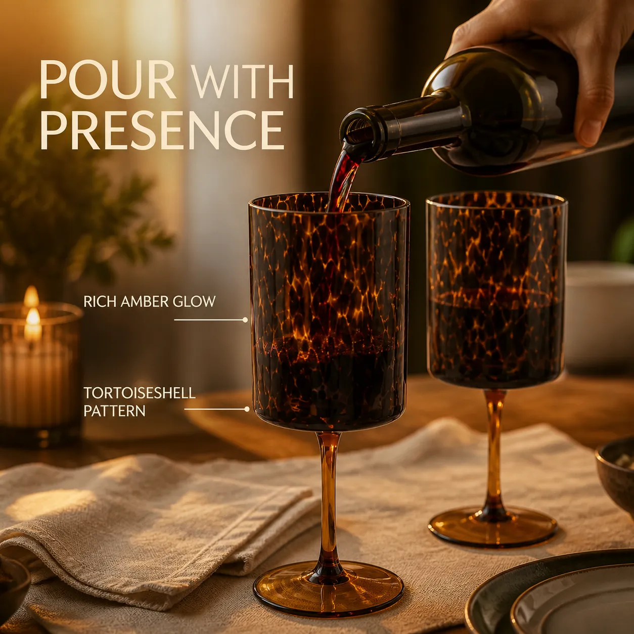Amber Tortoiseshell Cocktail & Wine Glass