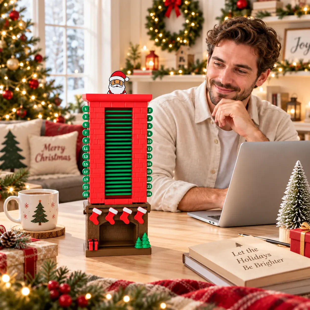 Weihnachtsmann-im-Schornstein-Countdownkalender – 24 Tage