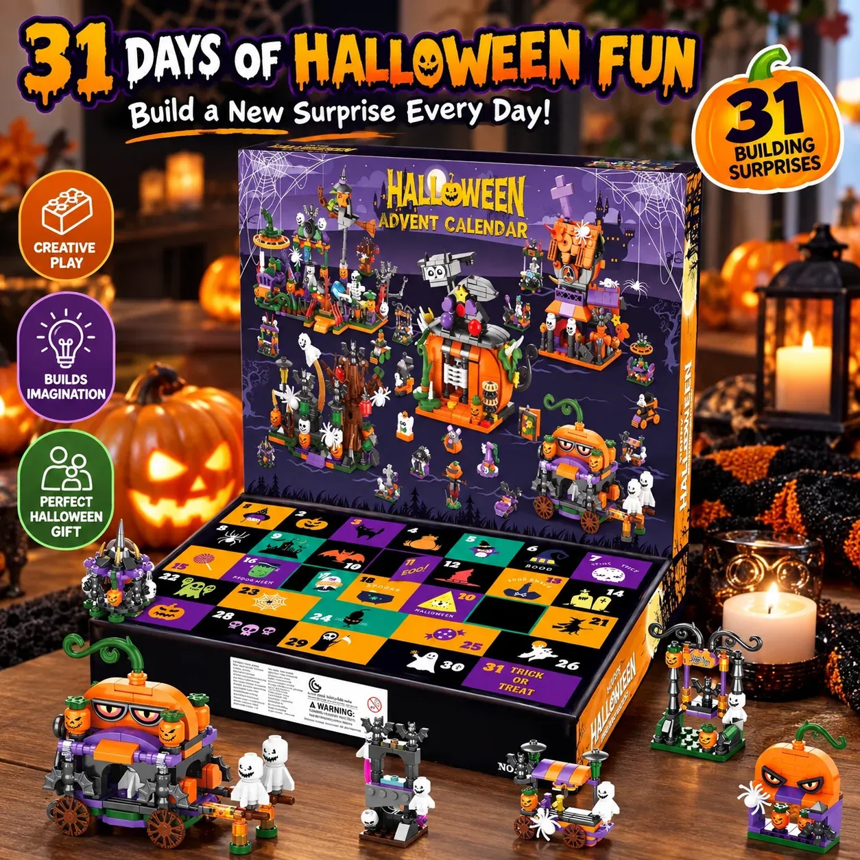 Halloween-Baustein-Adventskalender – 31 Tage