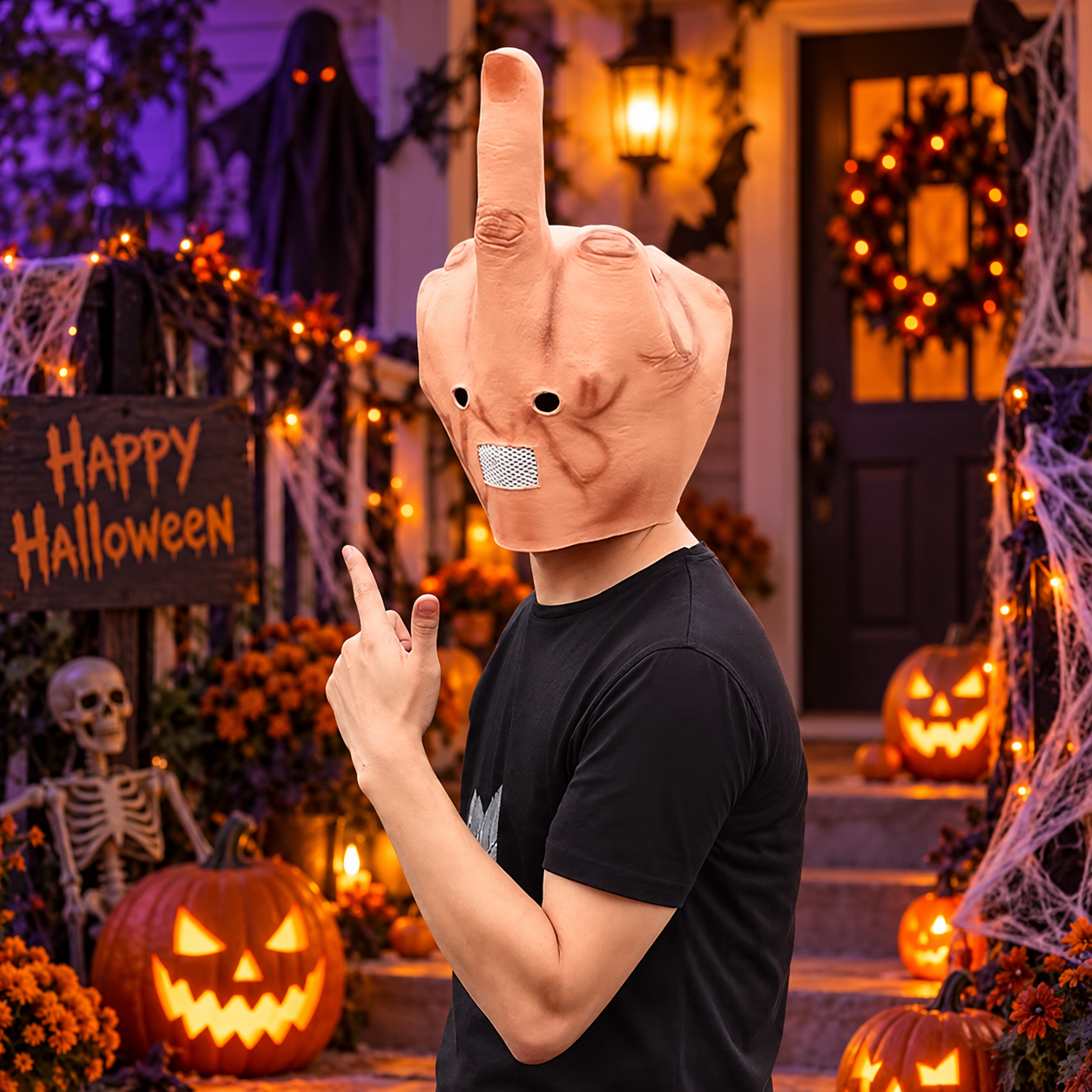 Lustige Mittelfinger-Halloween-Maske
