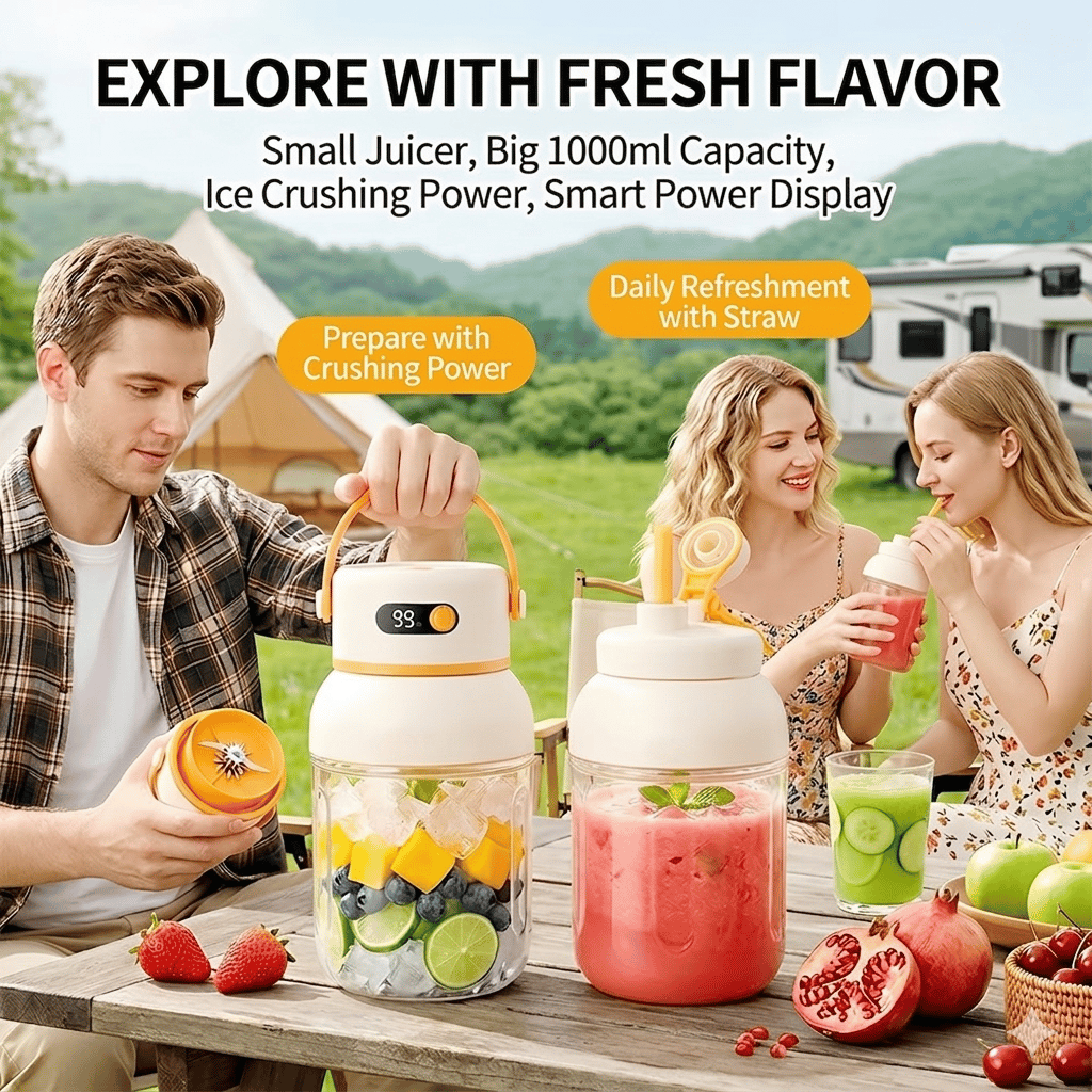 Portable Electric Juicer Cup with zero cord hassle : Drink fresh nutrient-rich smoothies without struggling with heavy blenders.
