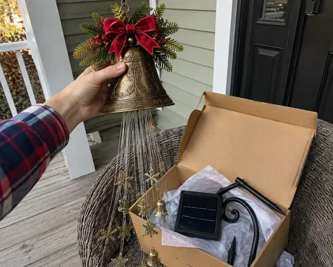 Solar-Gartenleuchte mit kaskadenförmigen Weihnachtsglocken – Produktabbildung
