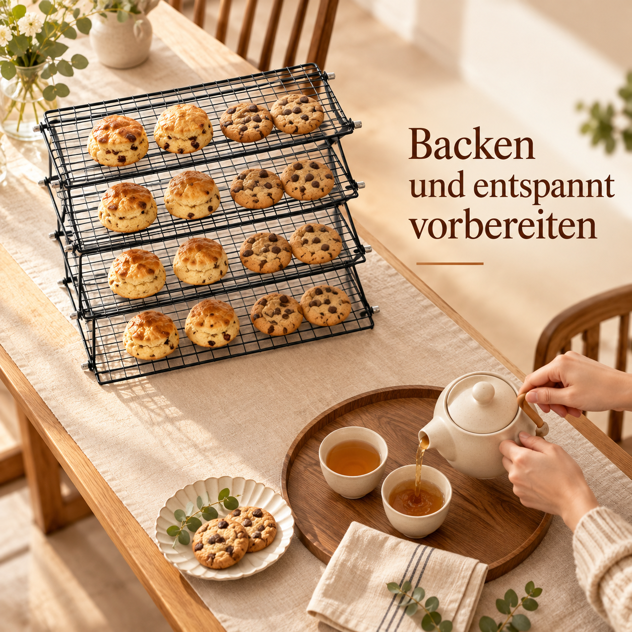 Vierstöckiges Abkühlgitter für mehr Platz beim Backen