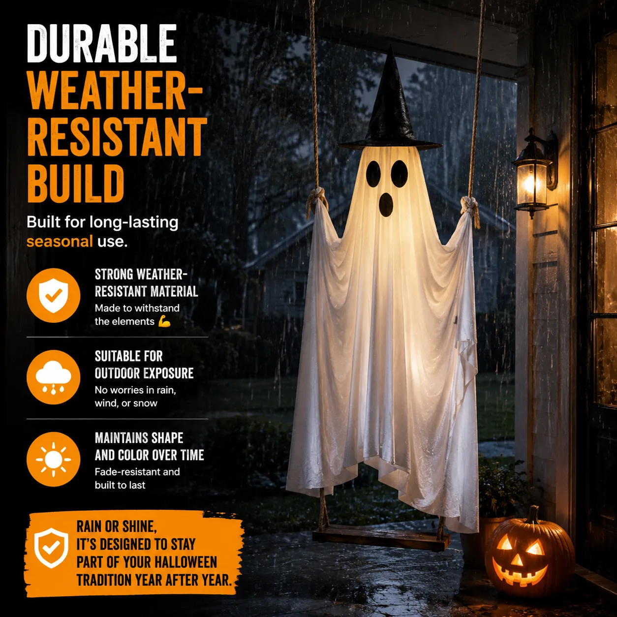 👻Hanging Swing Ghost LED Halloween Decoration