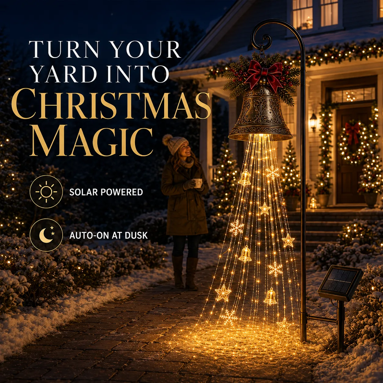 Solar-Gartenleuchte mit kaskadenförmigen Weihnachtsglocken