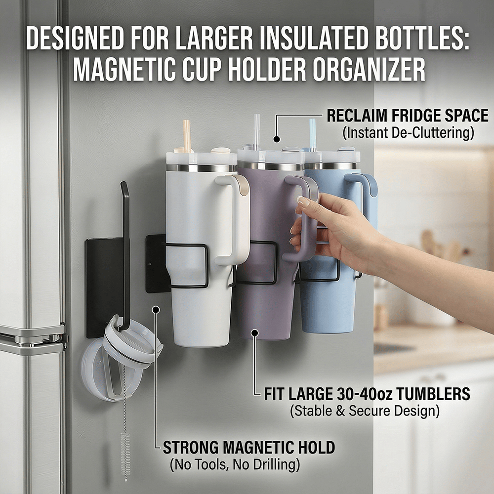 Magnetischer Becherhalter-Organizer für ordentliche und platzsparende Aufbewahrung