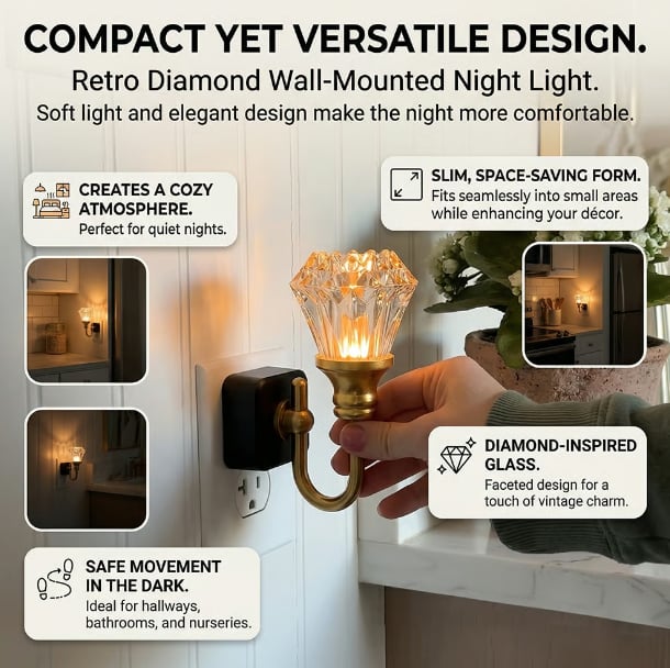 LED-Wandnachtlicht im Vintage-Stil mit sanftem Umgebungslicht