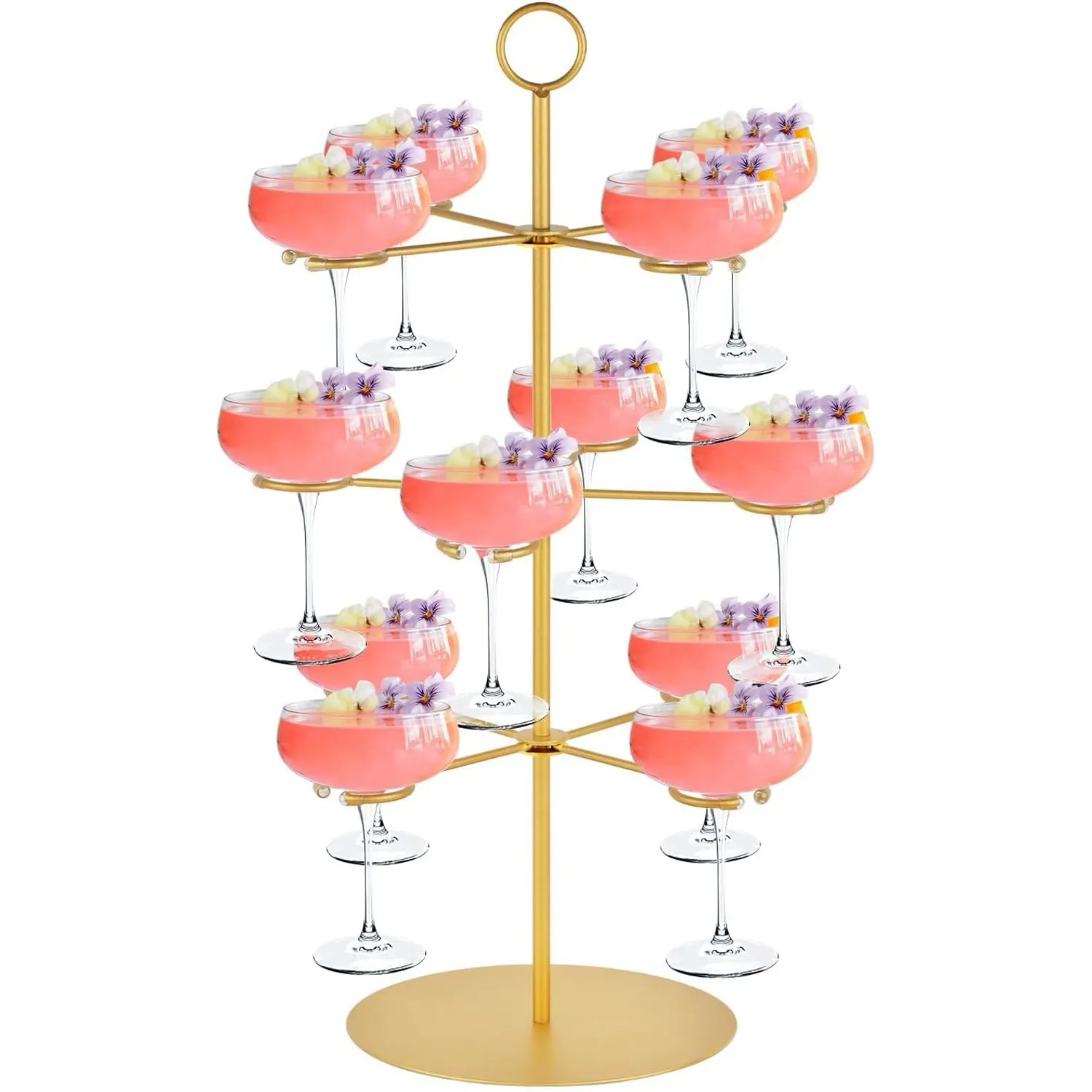 Celebration-Ready 3-Tier Cocktail Glass Tree