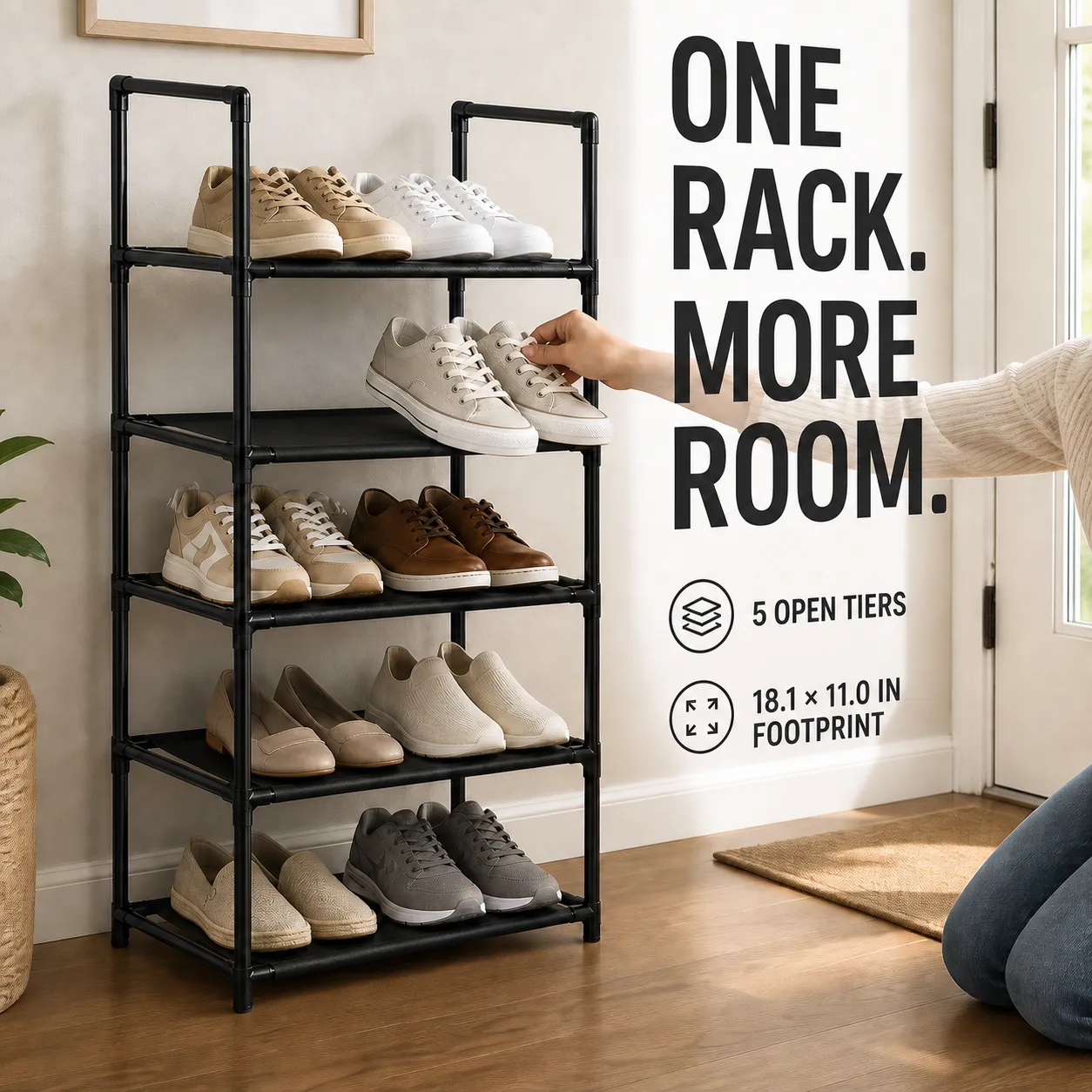 5-Tier Slim Storage Rack for Clothes & Shoes