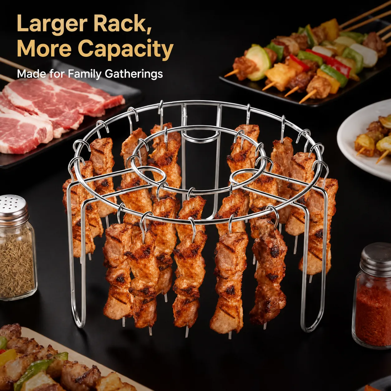 Lifting one skewer from the rack