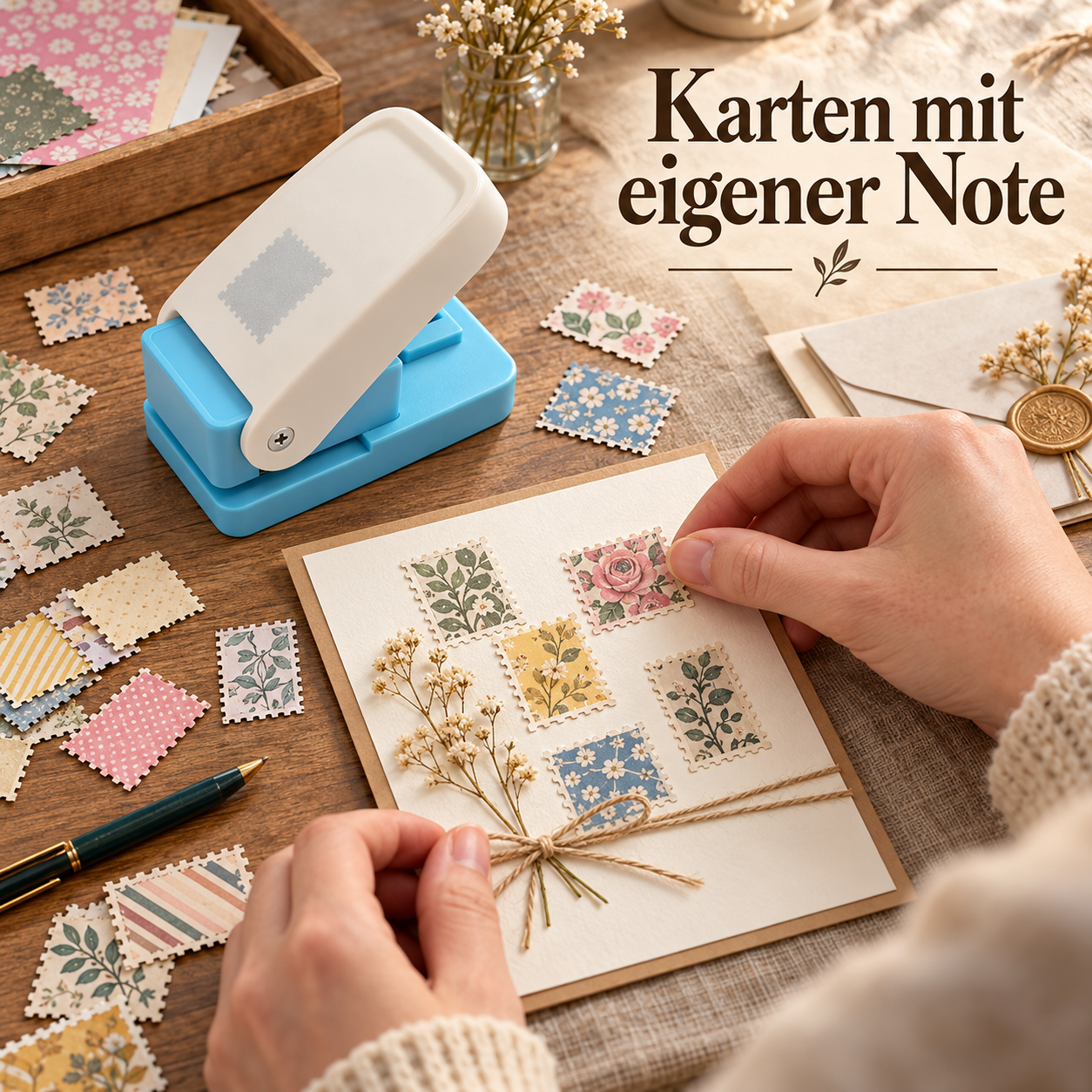 Briefmarkenstanzer für kreative Papierdeko