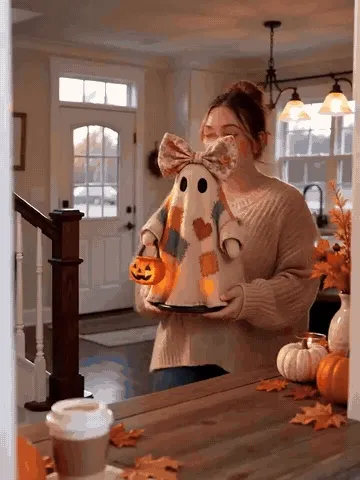 Cozy Glow Patchwork Ghost Halloween Decor