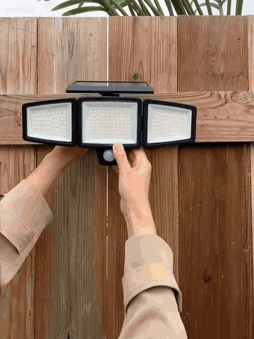Foldable 3-Head Solar Motion Security Light with Remote