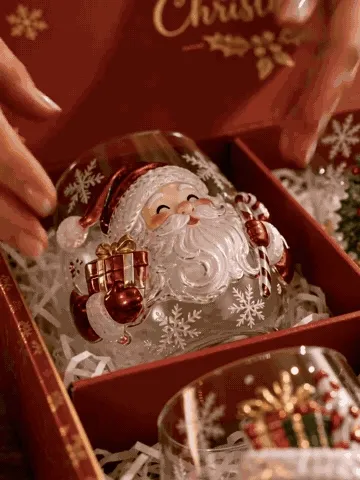 Animated view of Christmas art glass collection