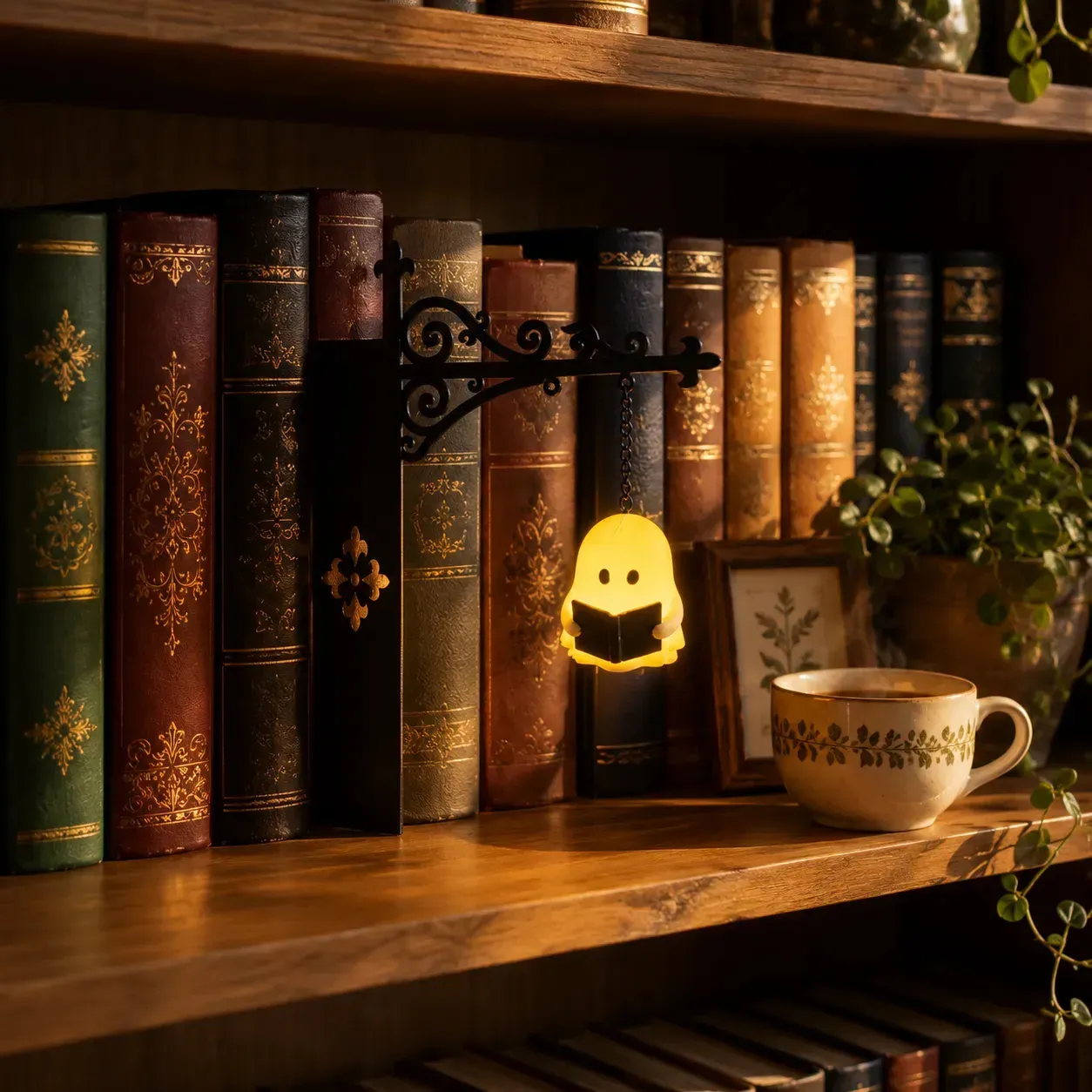 Enchanted Bookshelf Insert Light – Vintage Lantern or Reading Ghost