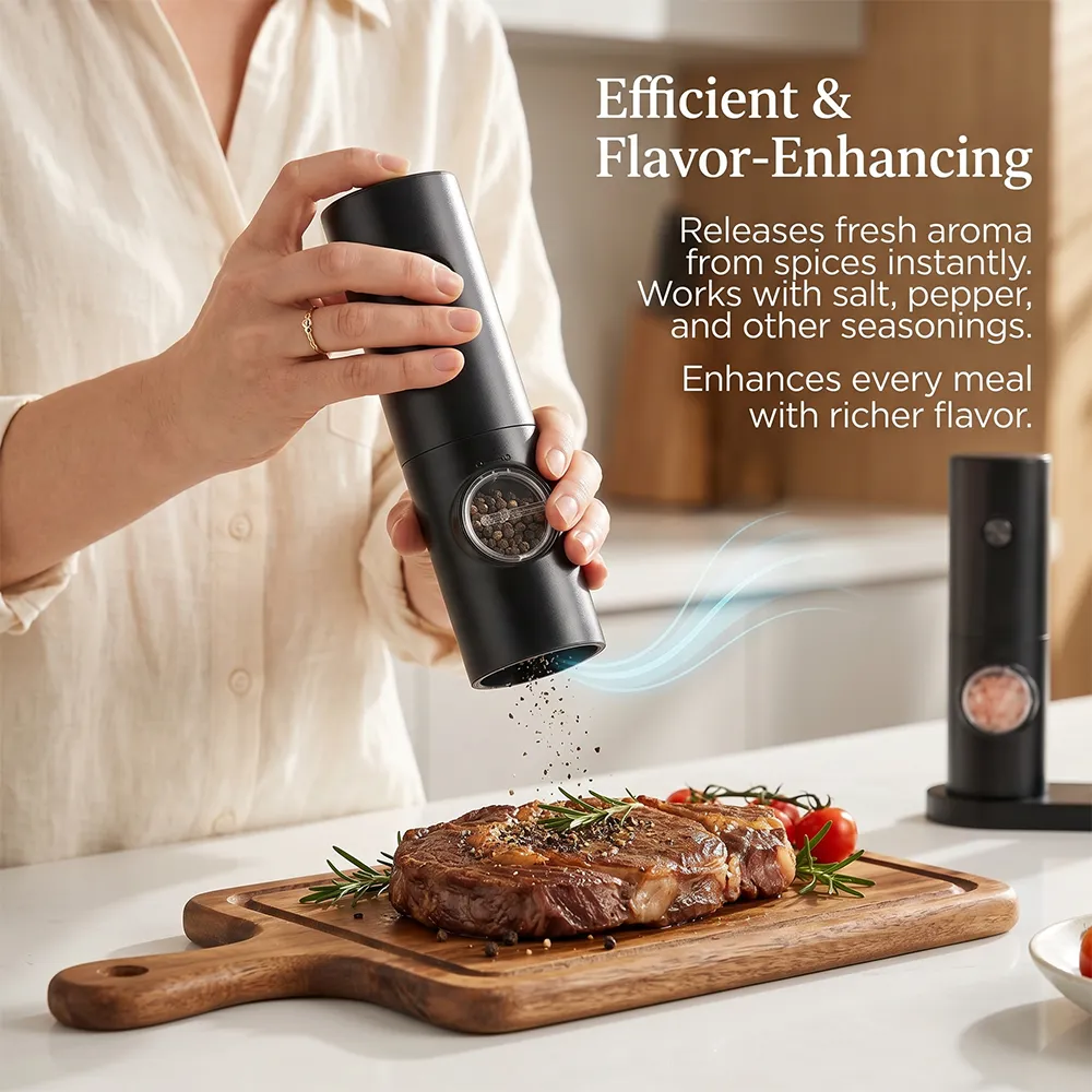 🧂⚡Electric Salt & Pepper Grinder Set – 2 Pack Automatic Spice Mills