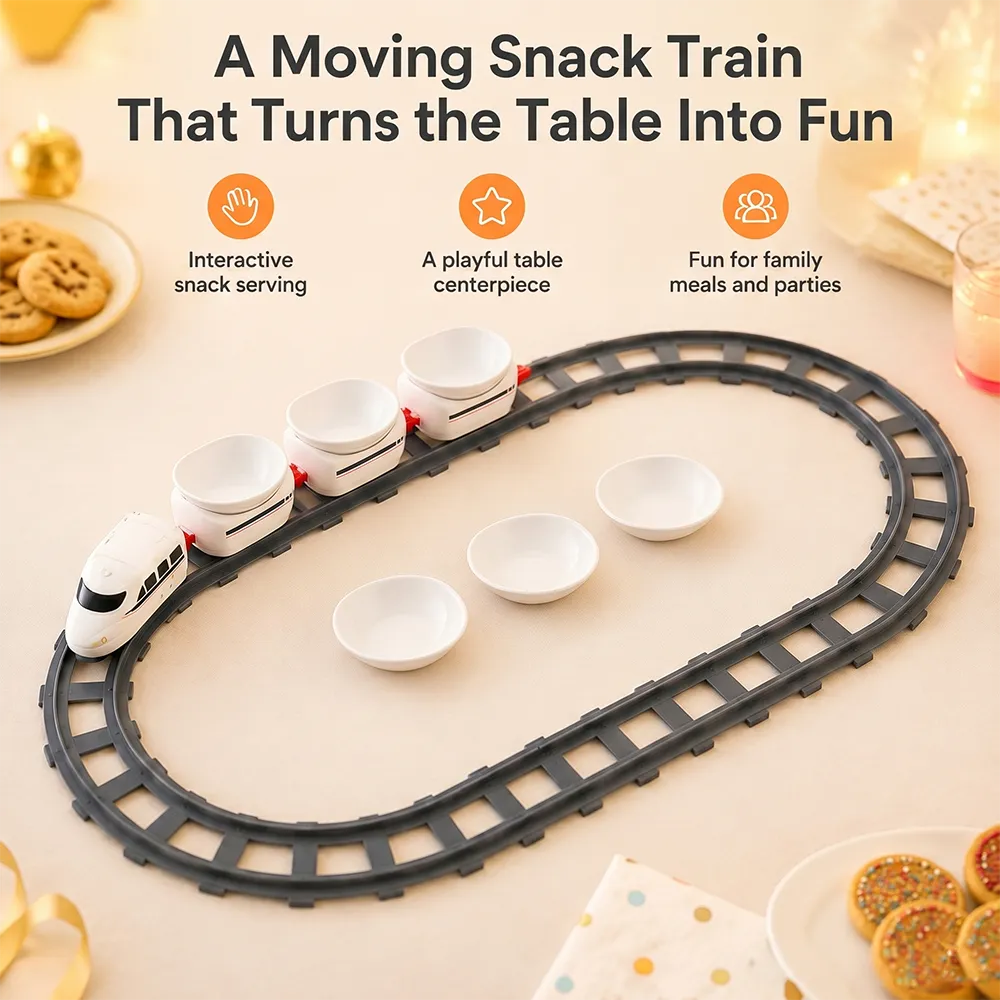 Food train used as holiday decoration