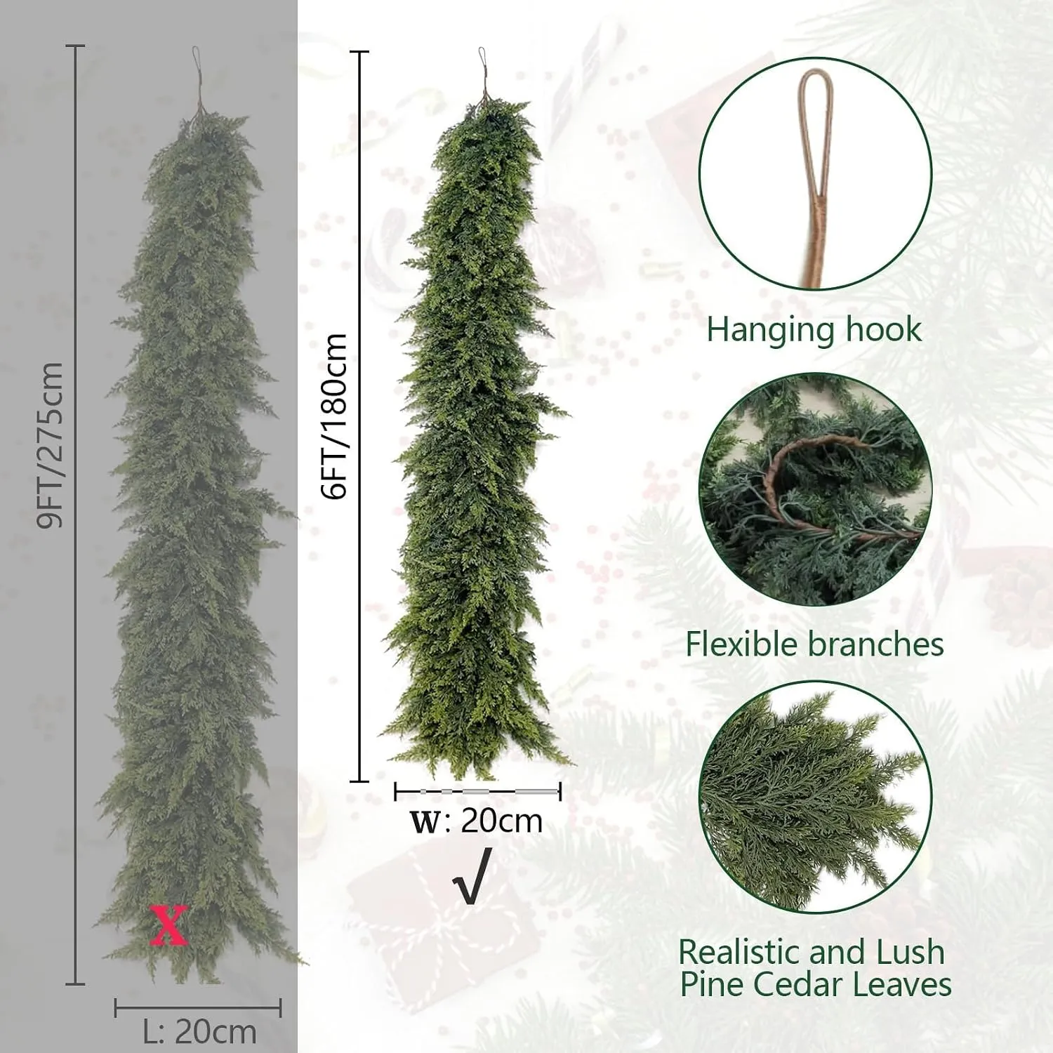 Garland dimensions and flexible construction details