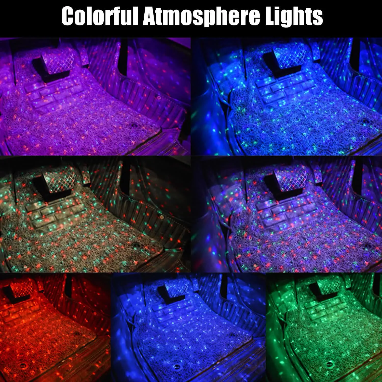Multiple colorful footwell lighting modes