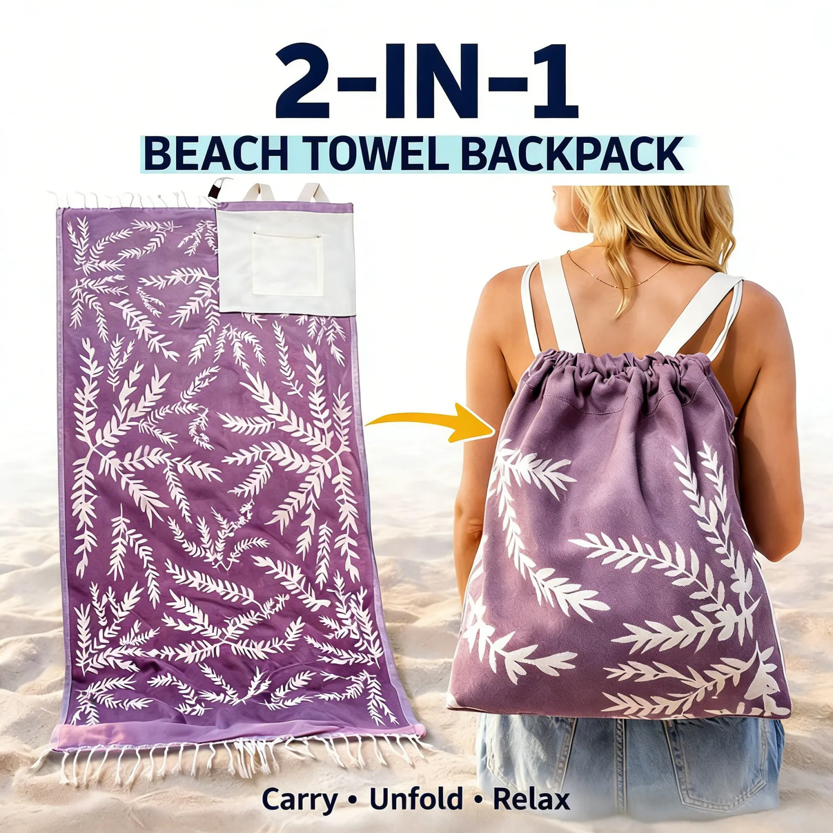 🏖️2-in-1 Beach Towel Backpack demonstration