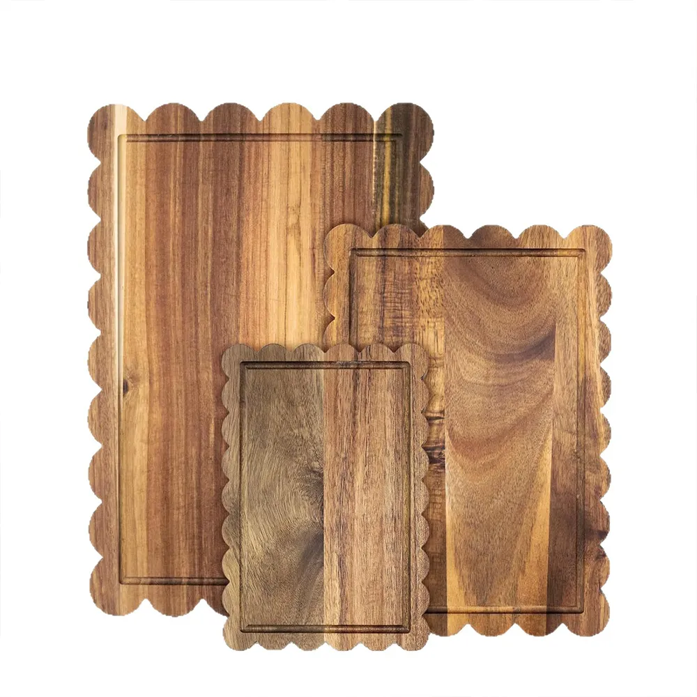 🌿3-Piece Acacia Wood Fan-Shaped Cutting Board Set