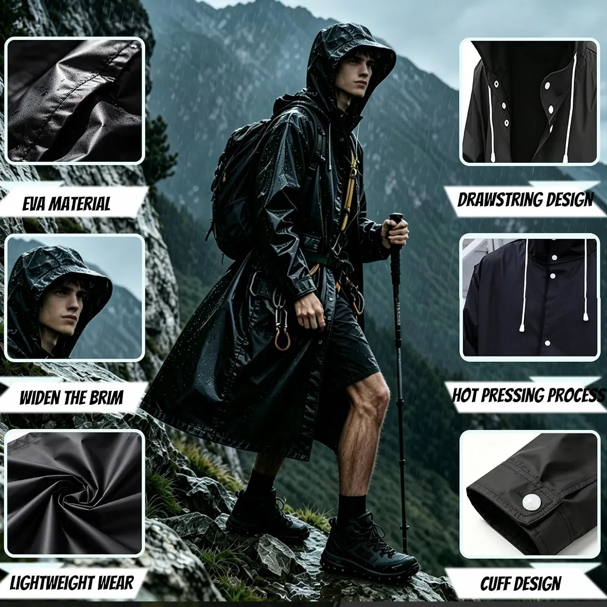 Long-Coverage Hooded Raincoat