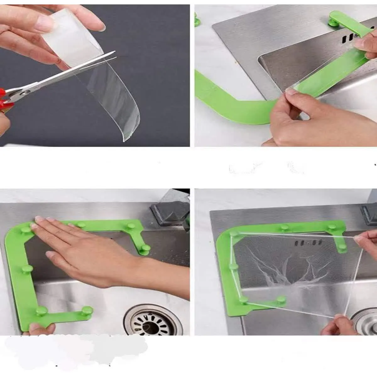 Close views of sizing tape and installing the green holder
