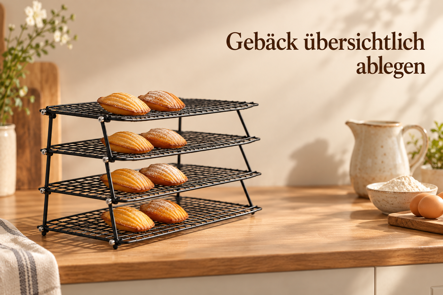 Vierstöckiges Abkühlgitter für mehr Platz beim Backen