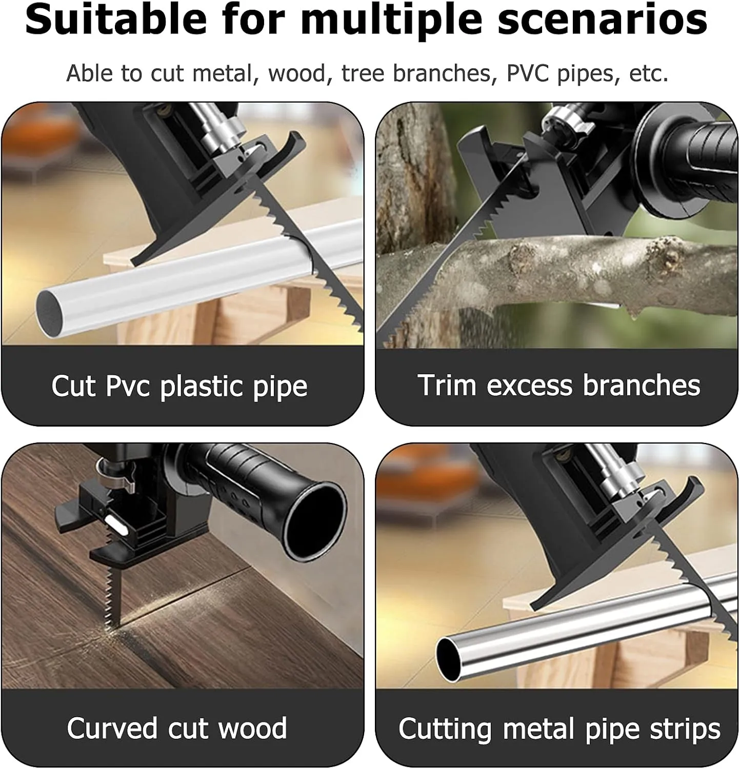 Adapter cutting PVC, wood, metal, branch