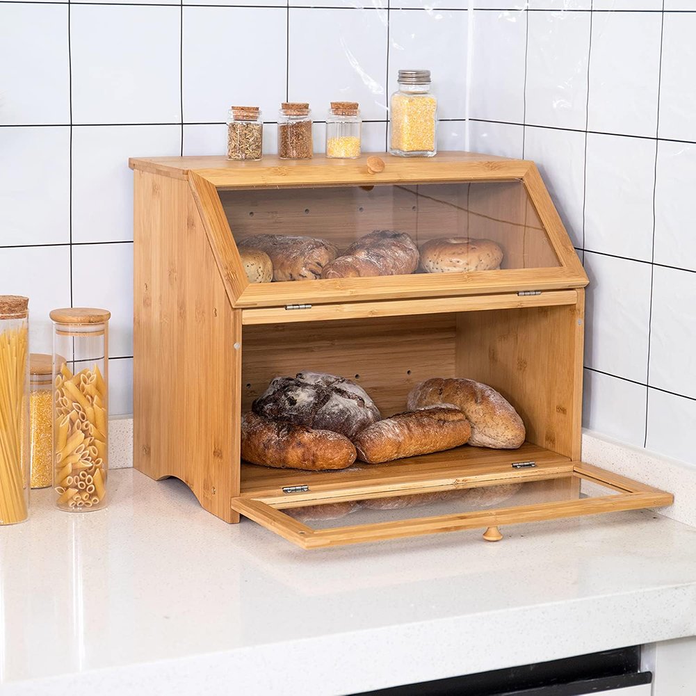 Doppelstöckiger Bambus-Brotkasten