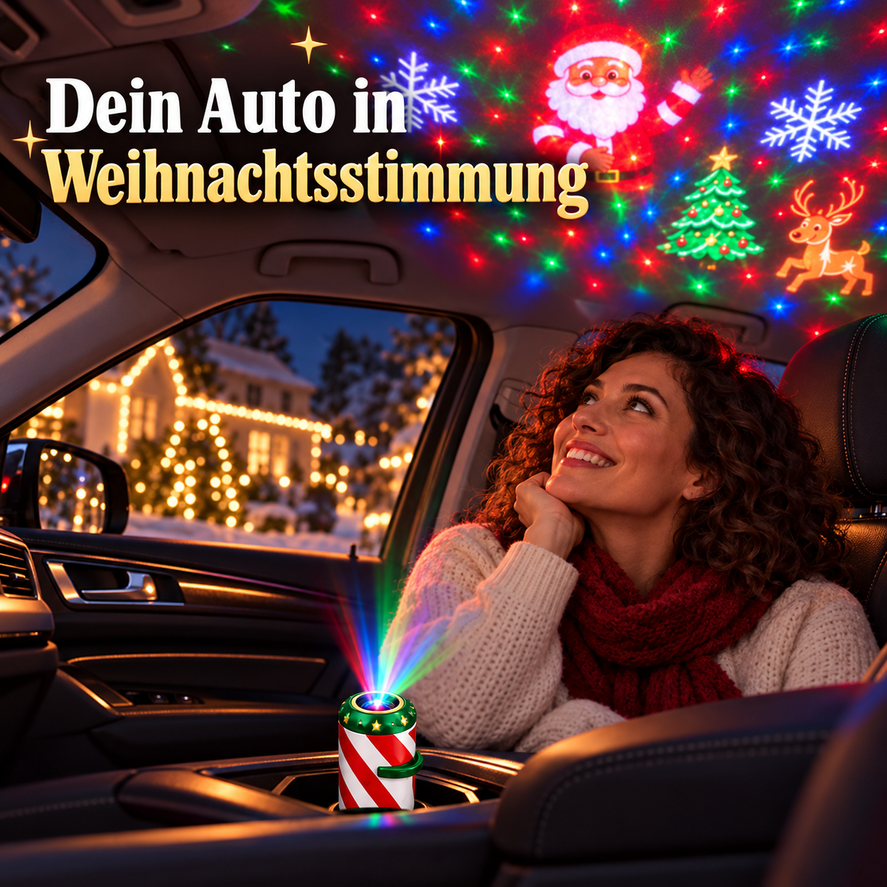 Weihnachtsprojektor fürs Auto für festliche Momente