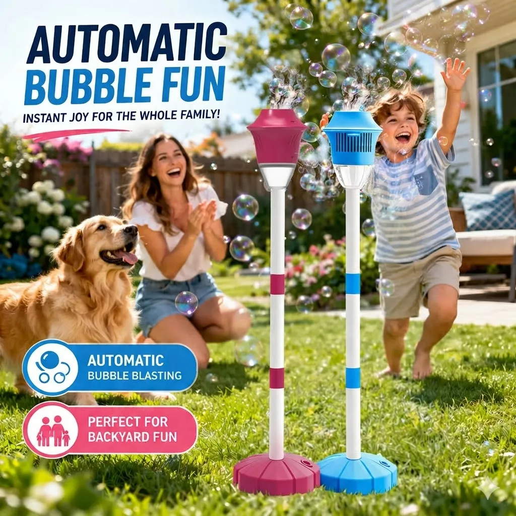 Children chasing bubbles in a backyard