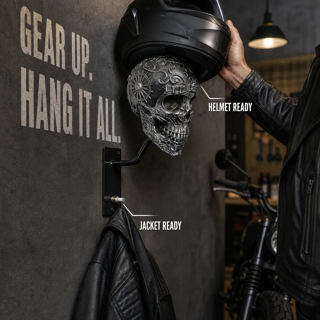 Skull Helmet & Gear Wall Mount