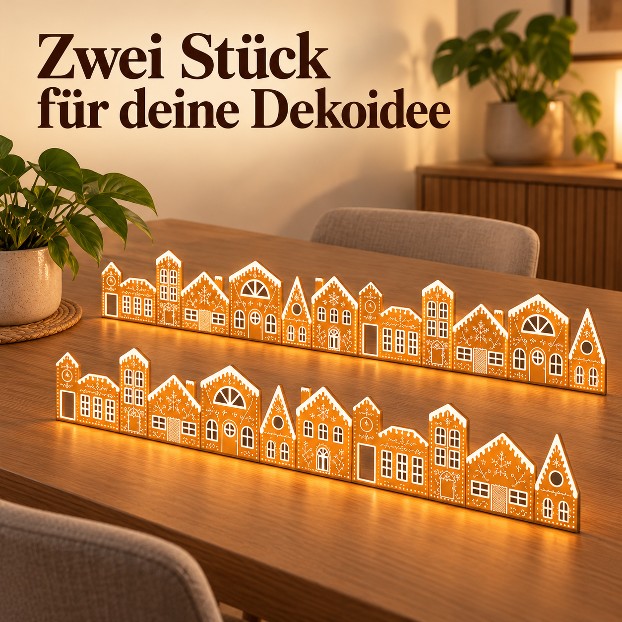 Lebkuchenhaus-Dekoleiste mit LED für gemütliche Wohnakzente