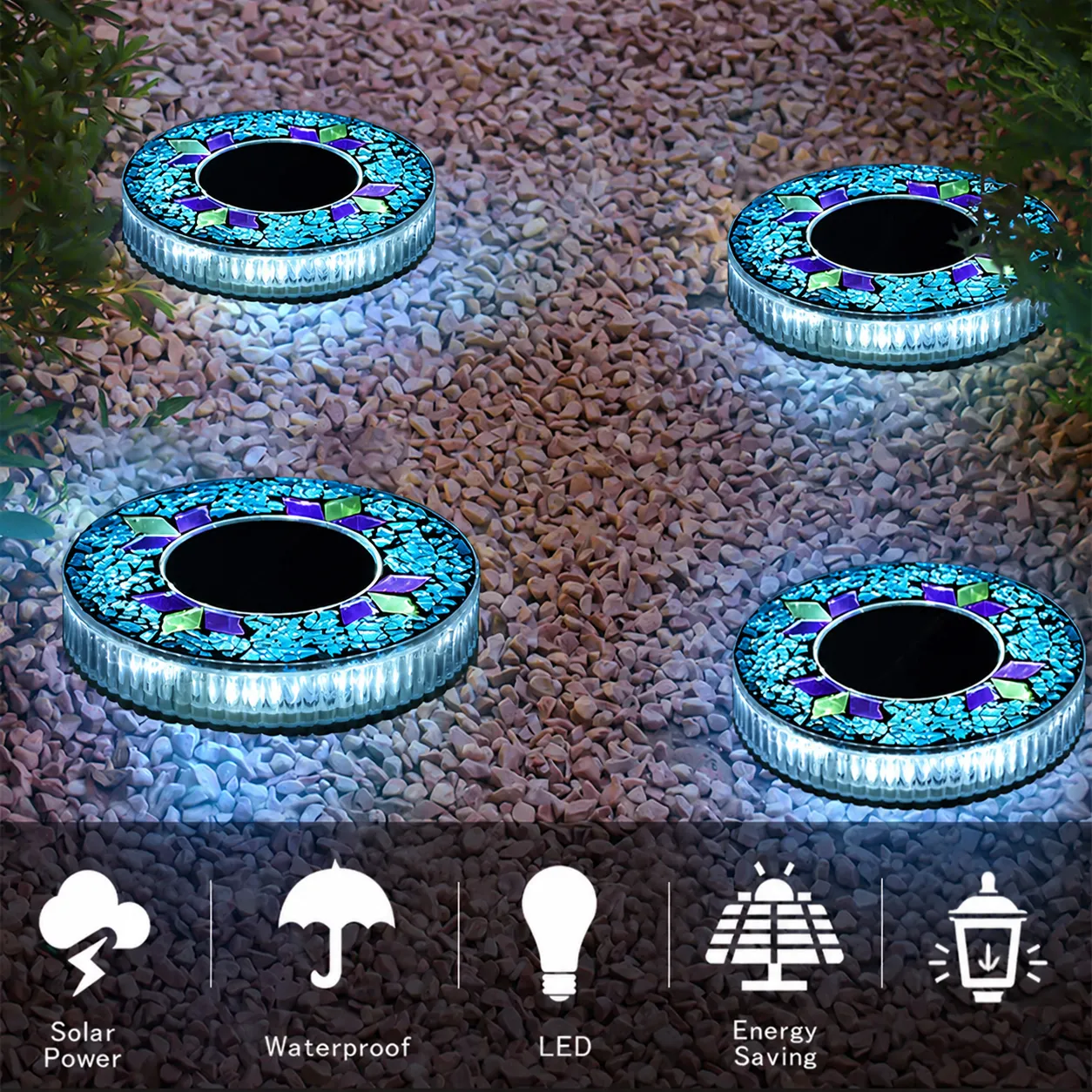 ✨ Solar Mosaic Ground Stake Light – Waterproof LED Outdoor Pathway Light