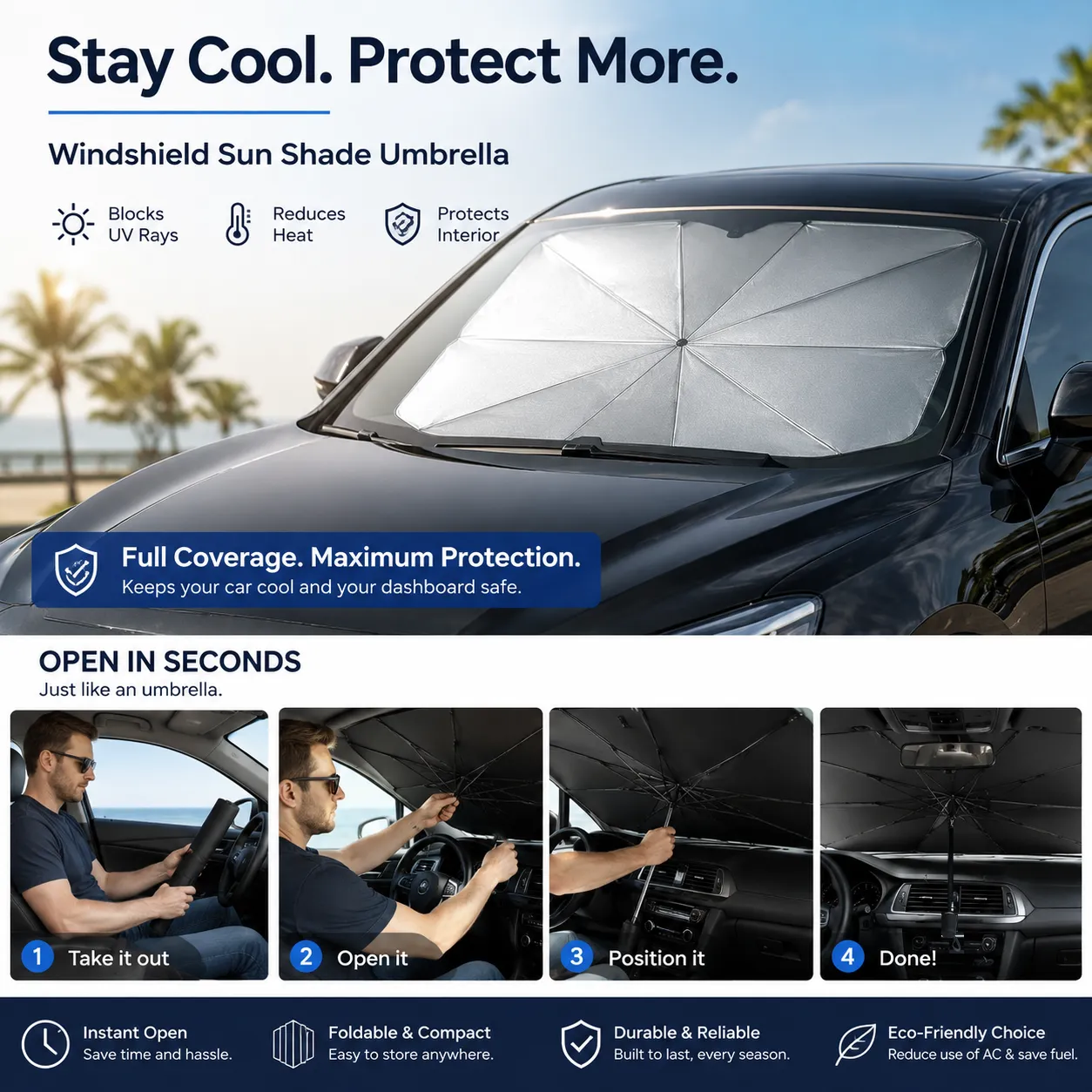 ☀️ Car Windshield Sun Shade Umbrella