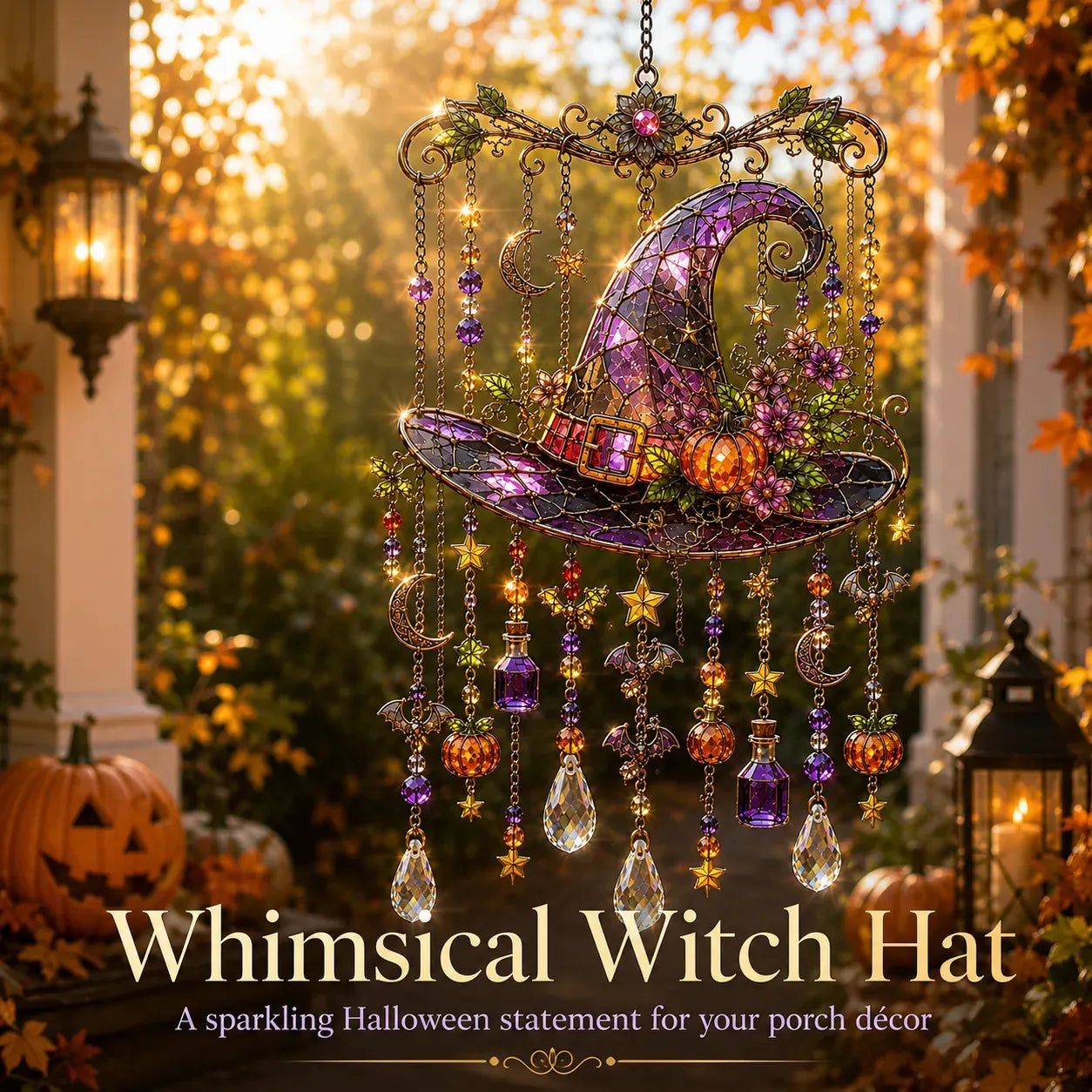 Purple Witch Hat Halloween suncatcher
