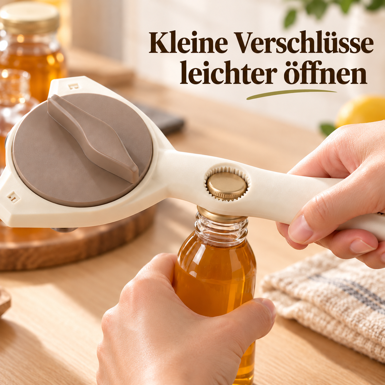 3-in-1-Deckelöffner für leichteres Öffnen im Alltag