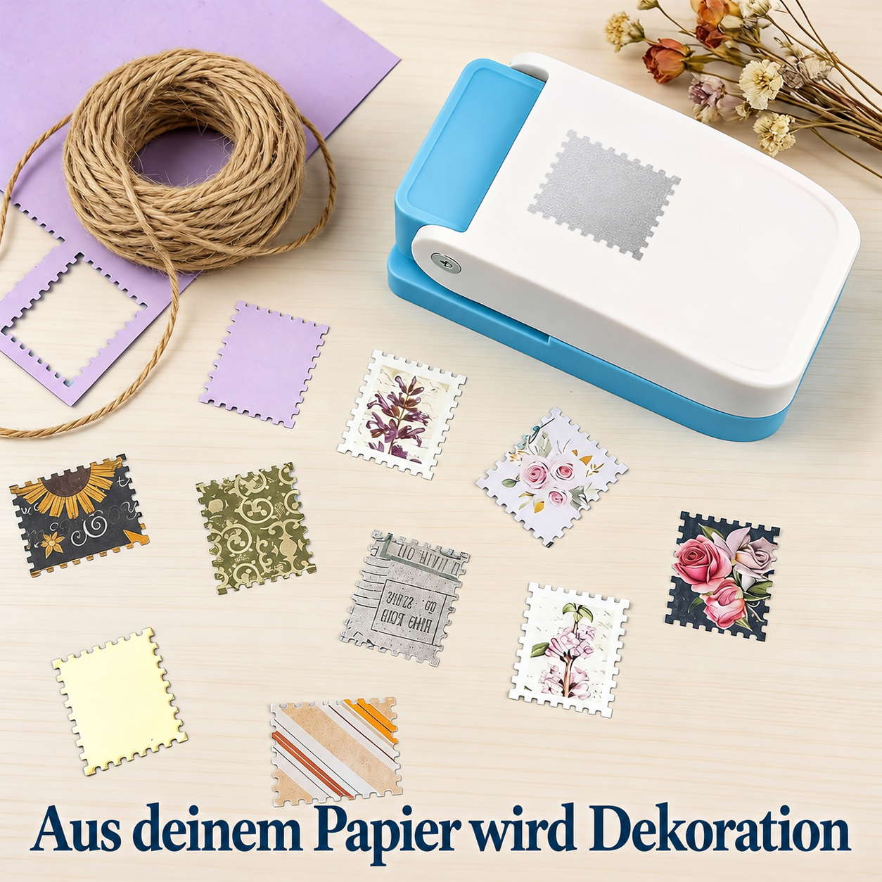 Briefmarkenstanzer für kreative Papierdeko